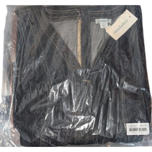 Sundance Poppy Dress Size 12 Denim Midi Belted Cotton Washed Black NWT! - Picture 6 of 7